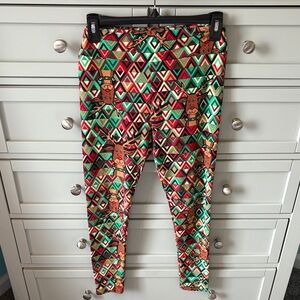 LuLaRoe OS Christmas Reindeer Geometric Leggings